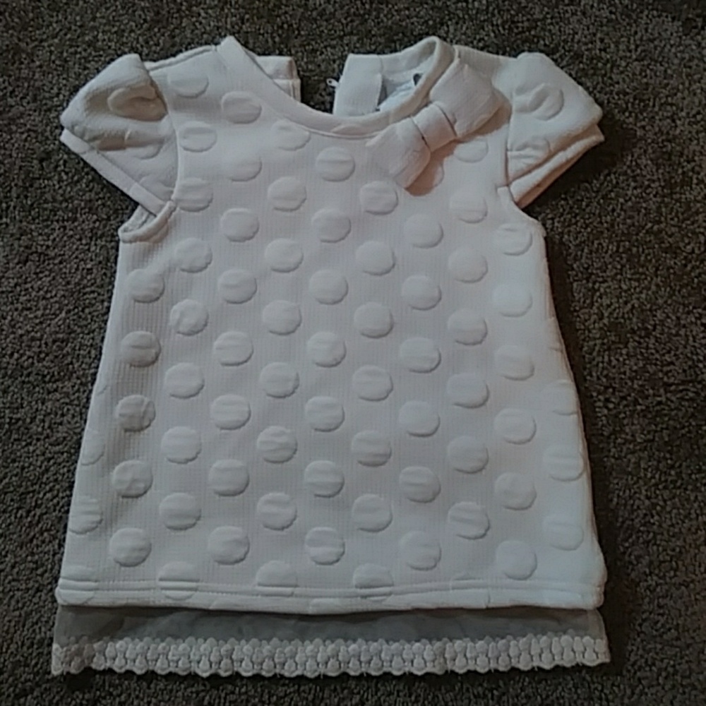 3T cream quilted dress with bow